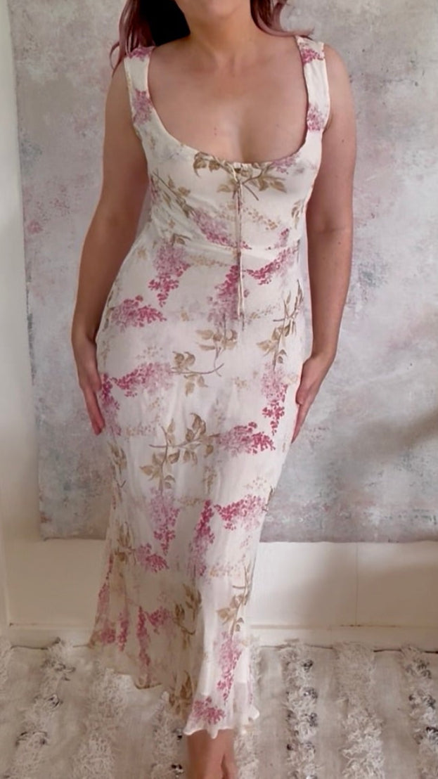 Dress 1990s Floral Chiffon Slip