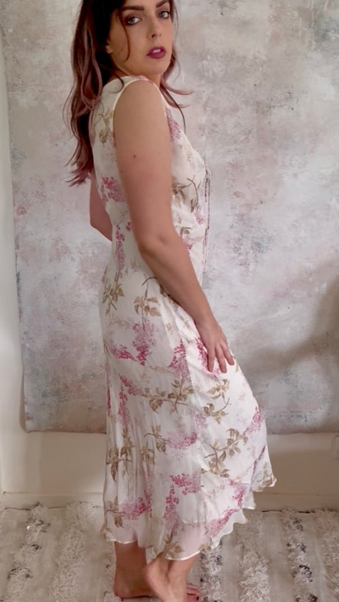 Dress 1990s Floral Chiffon Slip