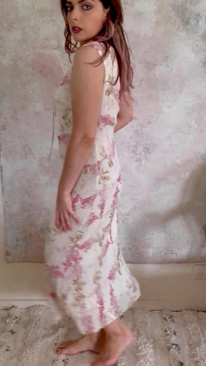 Dress 1990s Floral Chiffon Slip