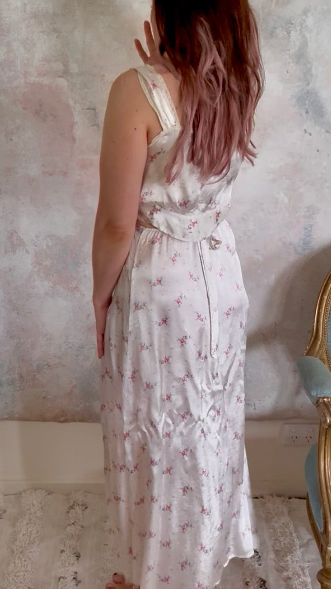 Dress 1930s Floral Silk Slip Set