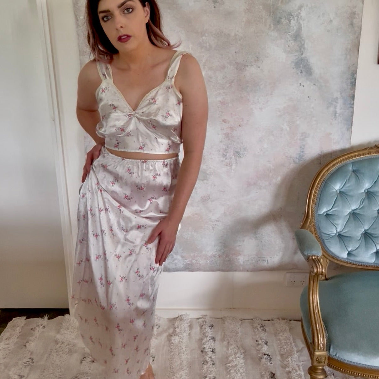 Dress 1930s Floral Silk Slip Set
