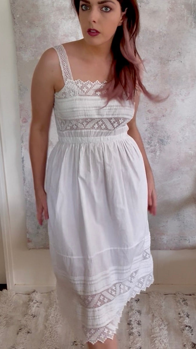 Dress 1910s White French Lace
