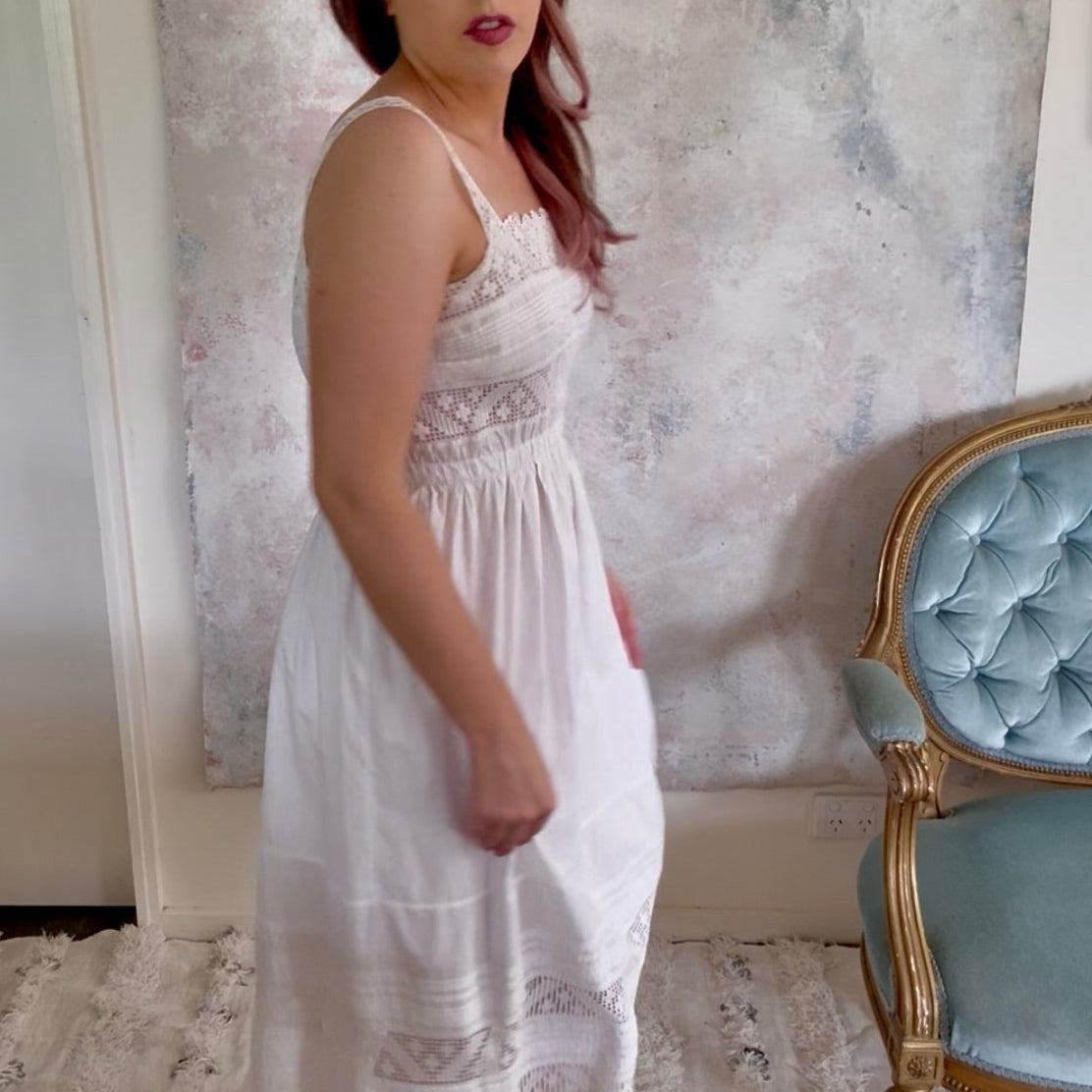 Dress 1910s White French Lace