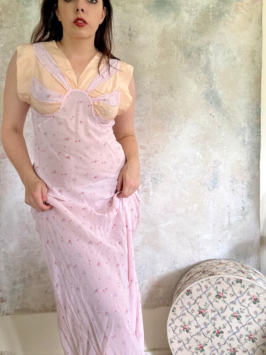 Dress 1930s Pink Floral Slip