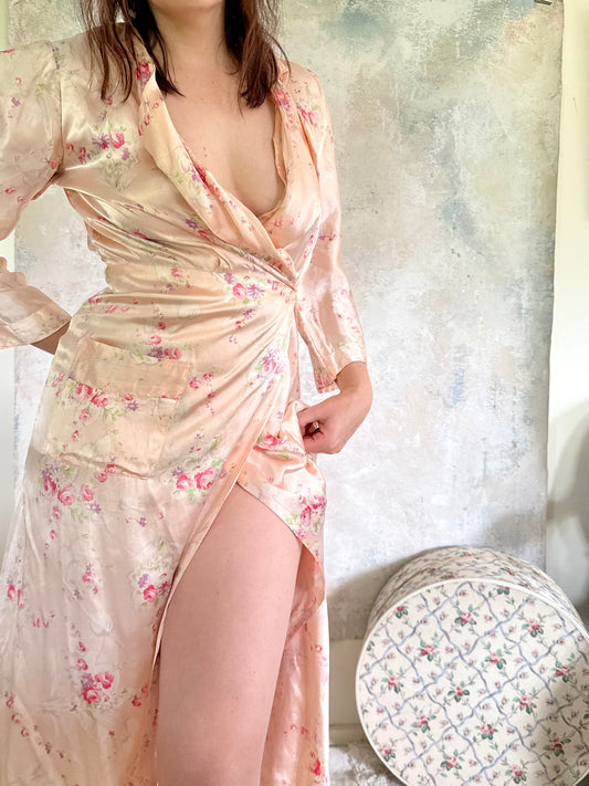 Dress 1930s Peach Wrap Gown