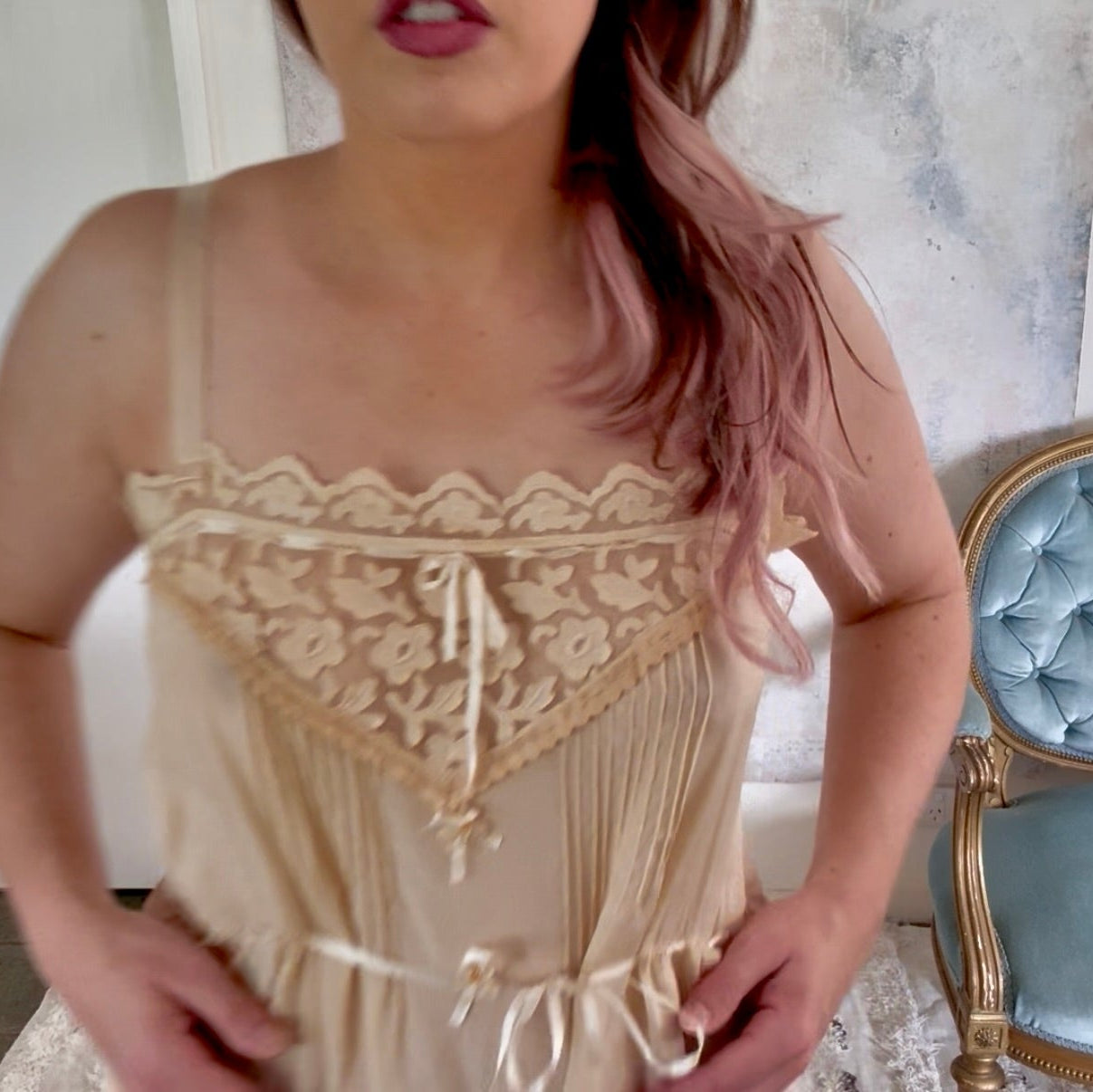 Playsuit 1920s Beige Rayon Step In Chemise