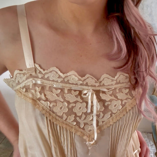 Playsuit 1920s Beige Rayon Step In Chemise