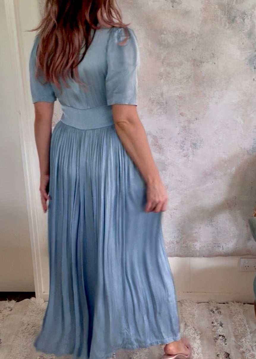 Dress 1930s Blue Satin House Coat