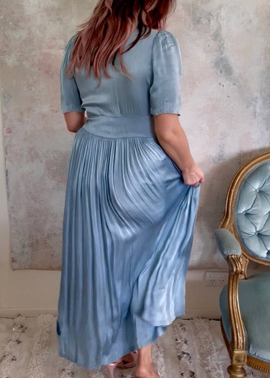 Dress 1930s Blue Satin House Coat