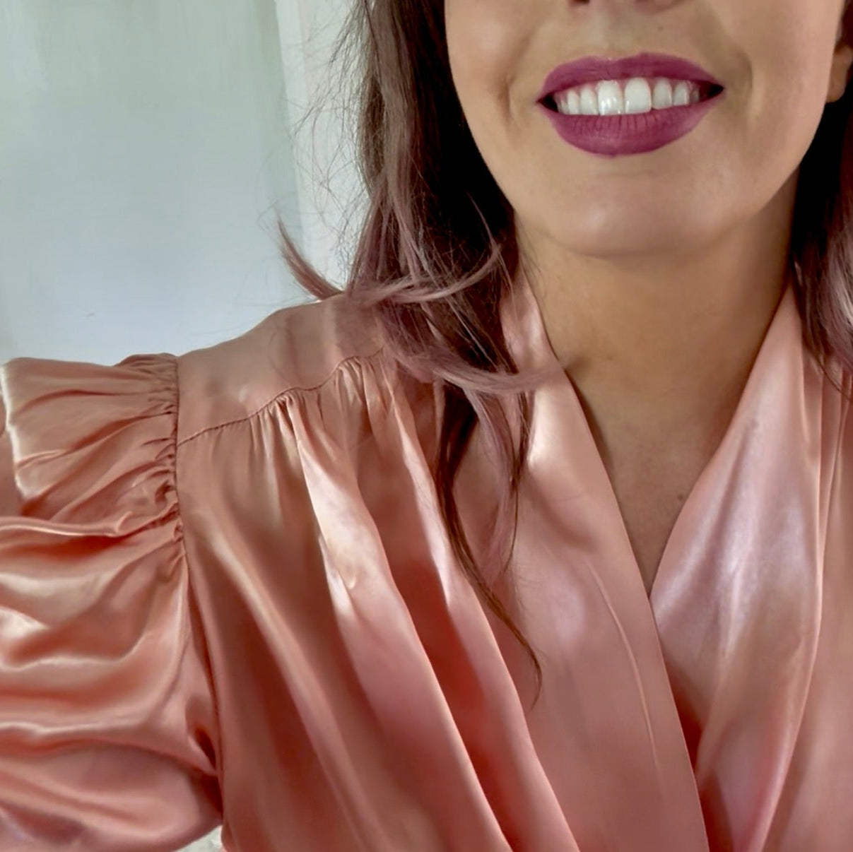 Dress 1940s Peach Silk Trapunto Gown
