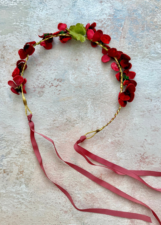 Headpiece Antique Upcycled Red Velvet Crown