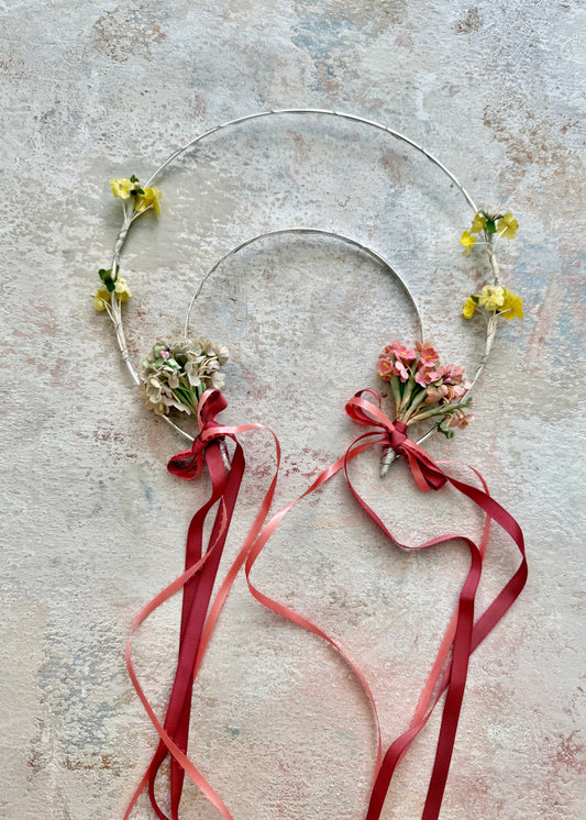 Headpiece Halo Antique Upcycled Spring Flowers