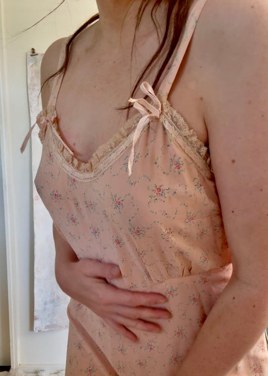 Dress 1920s Floral Cotton Slip