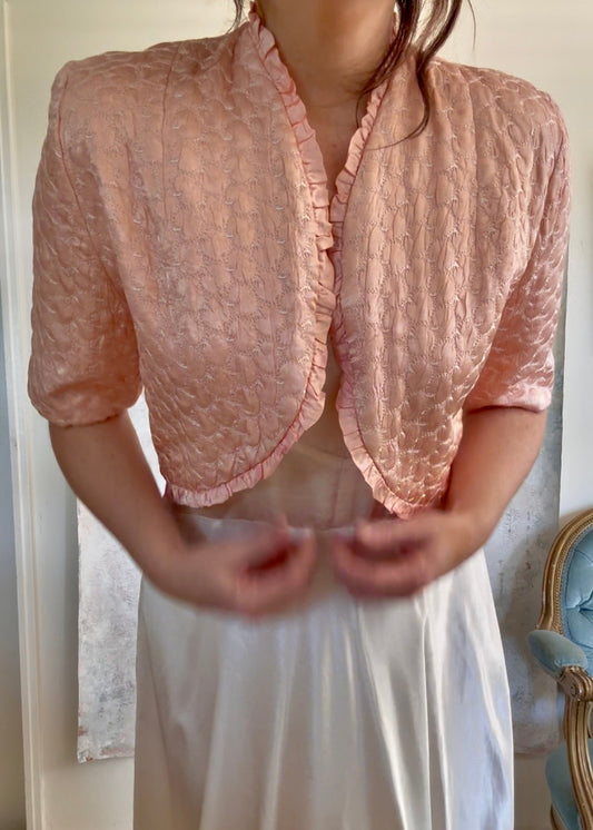 Top Peach Satin Bed Jacket