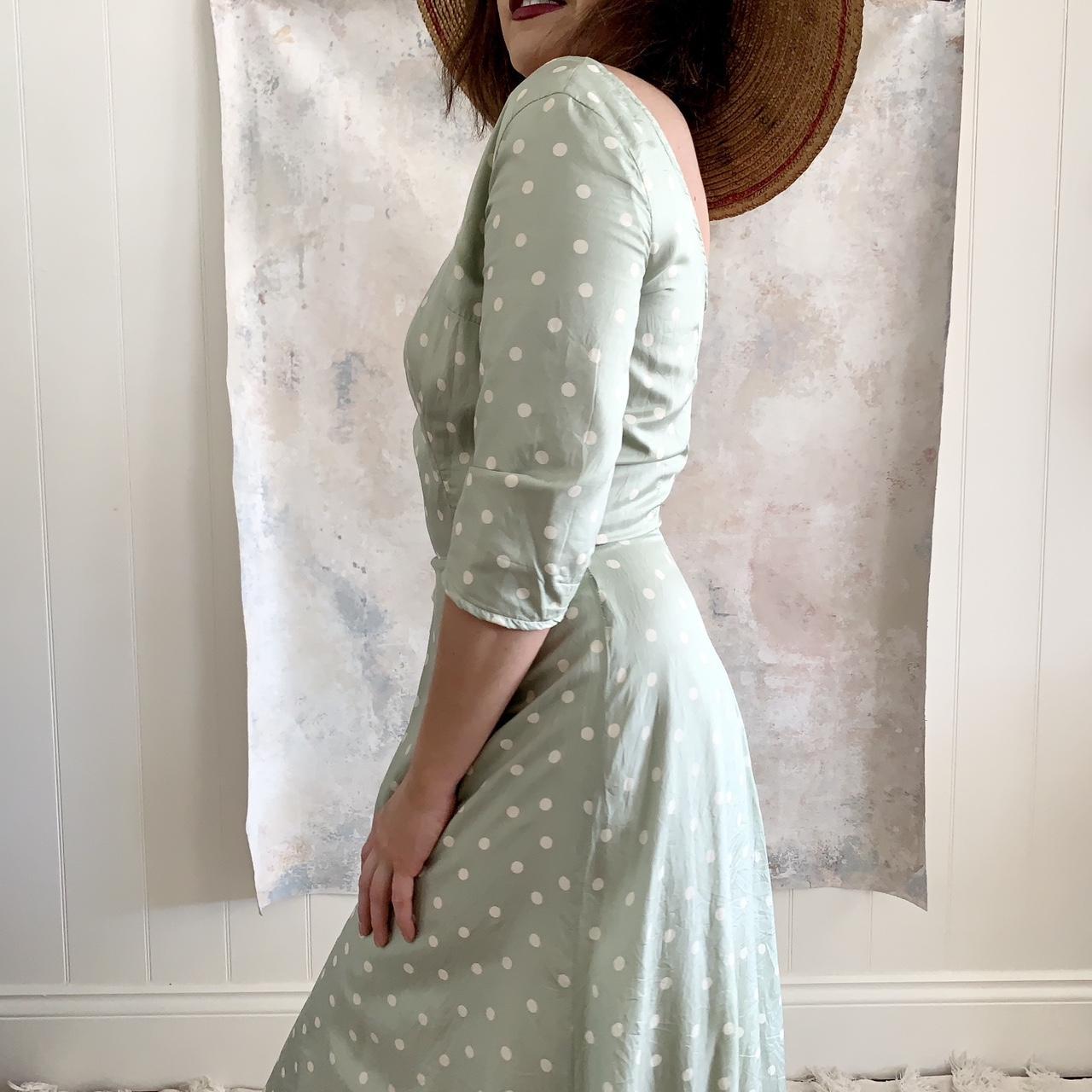 x SOLD x Dress 1980s Sage Polka Dot