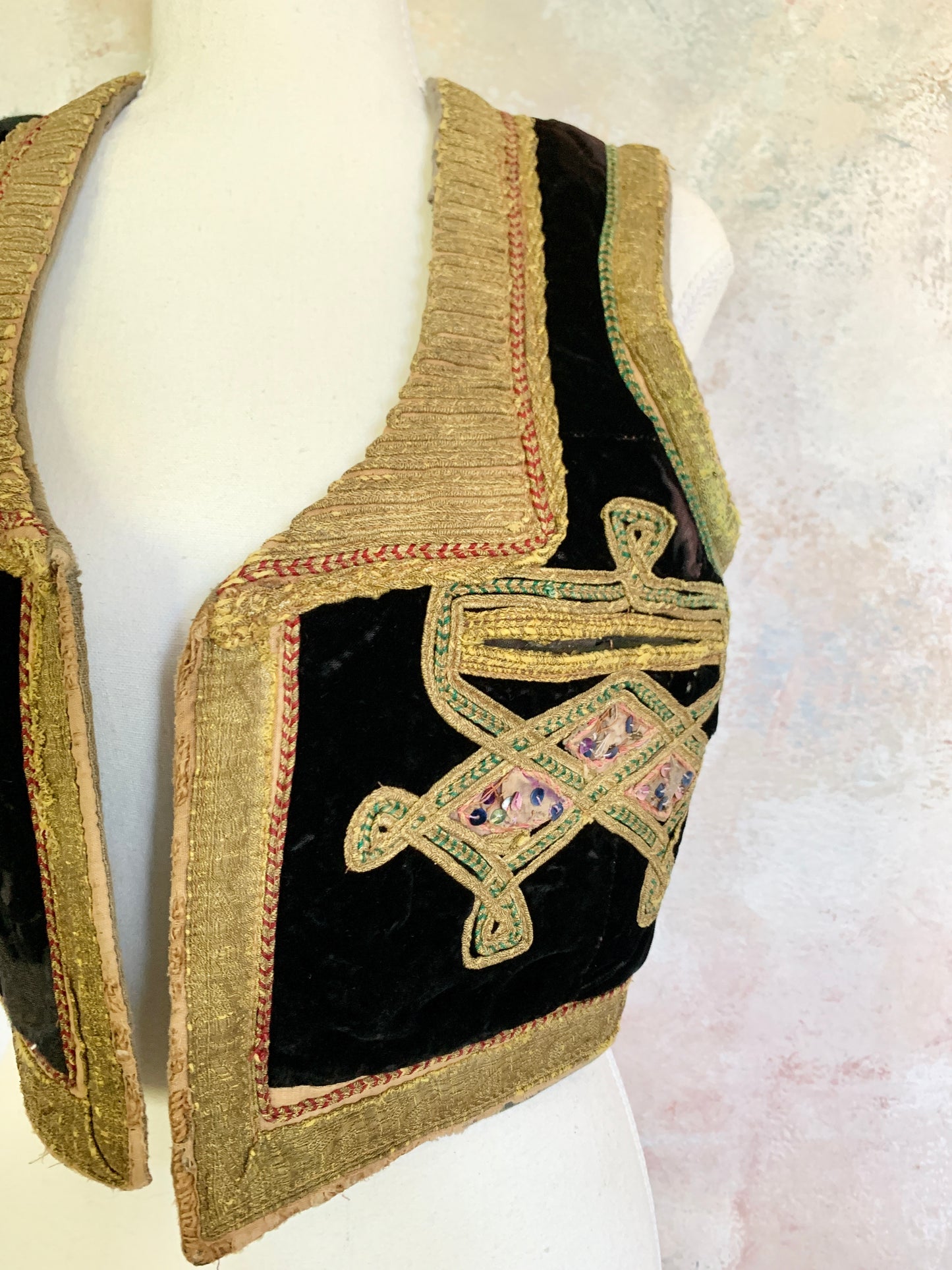 Antique Embroidered Velvet Vest