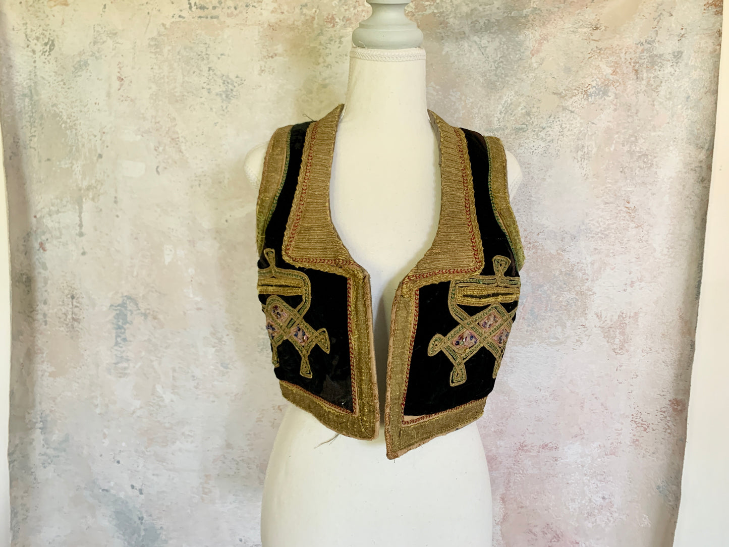 Antique Embroidered Velvet Vest