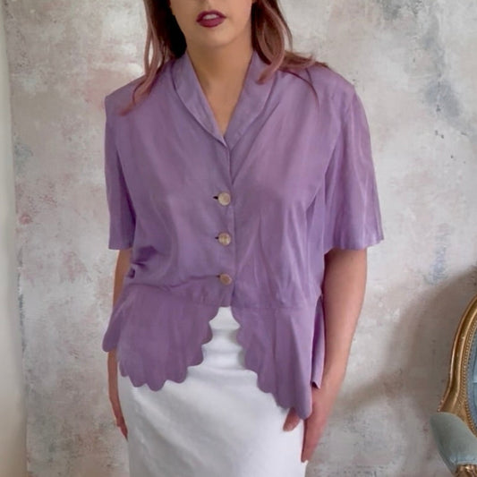 x SOLD x Top 1940s Purple Plus Size Blouse