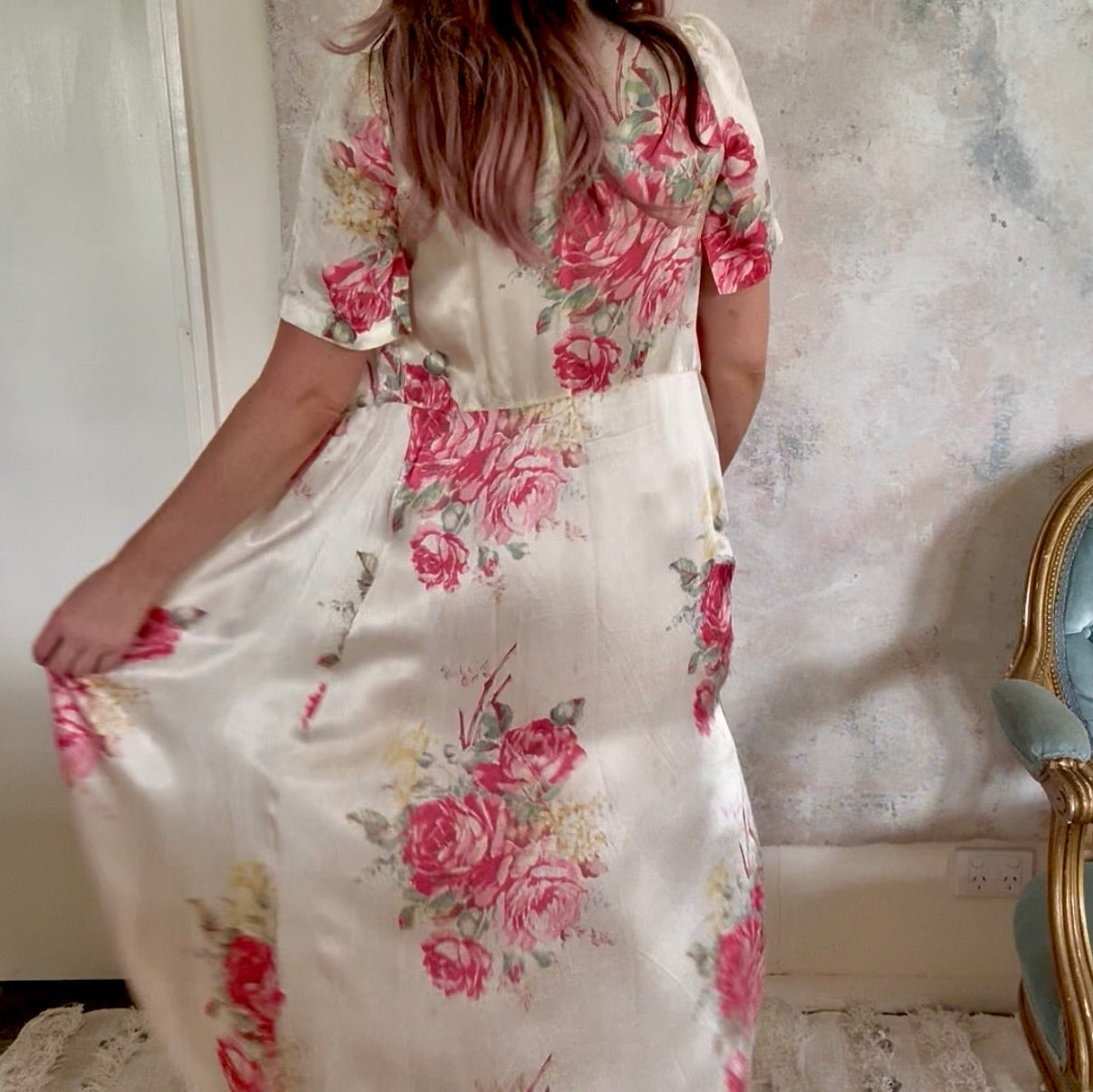 Dress 1930s Rose Silk House Coat