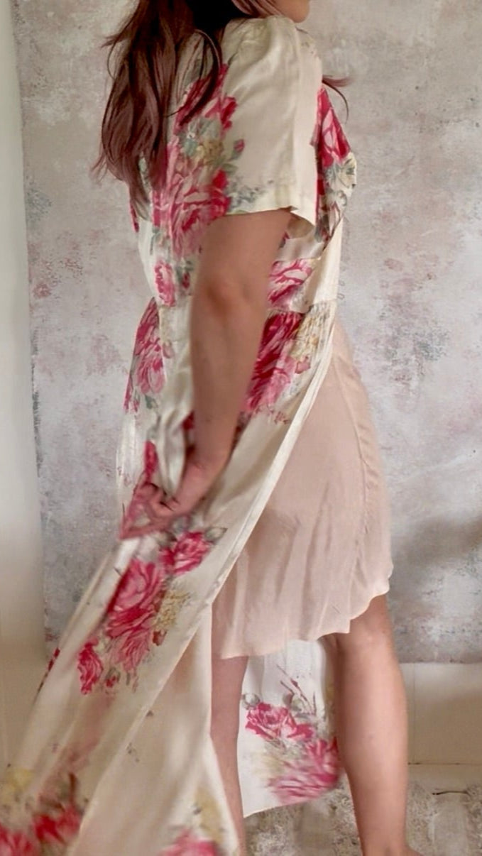 Dress 1930s Rose Silk House Coat