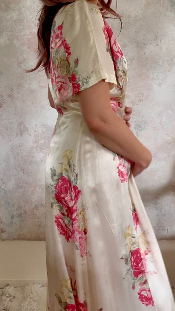 Dress 1930s Rose Silk House Coat