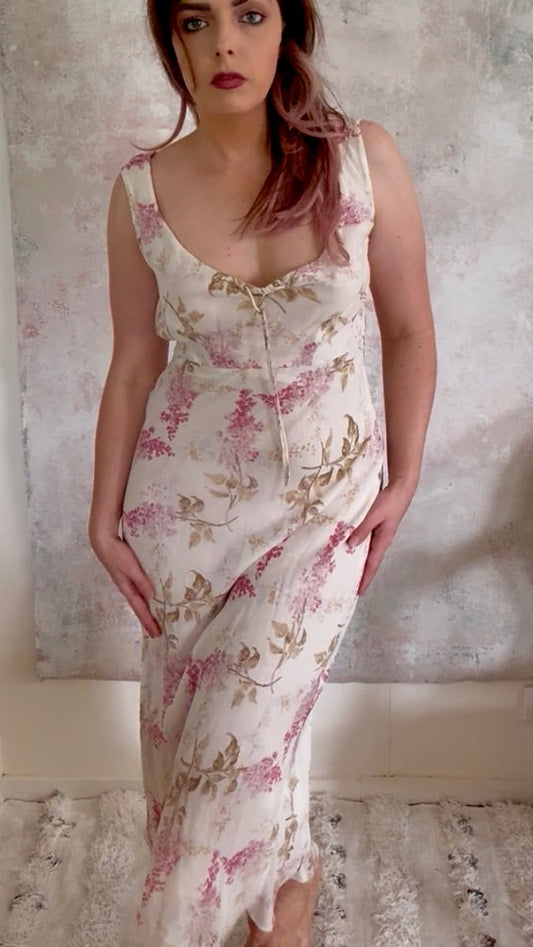Dress 1990s Floral Chiffon Slip