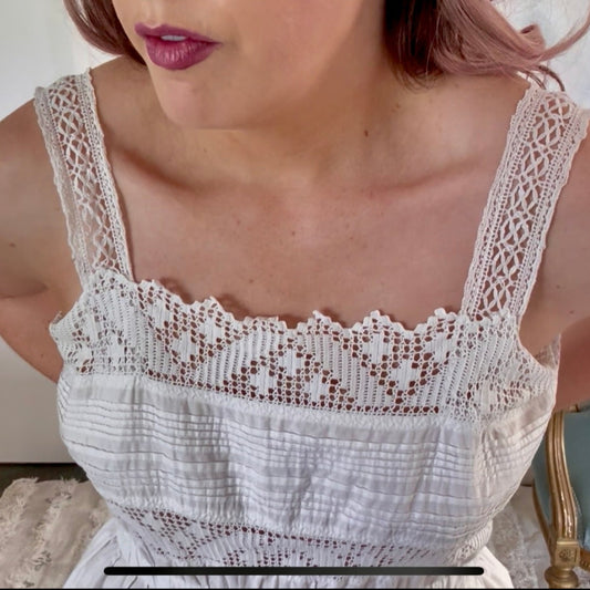 Dress 1910s White French Lace