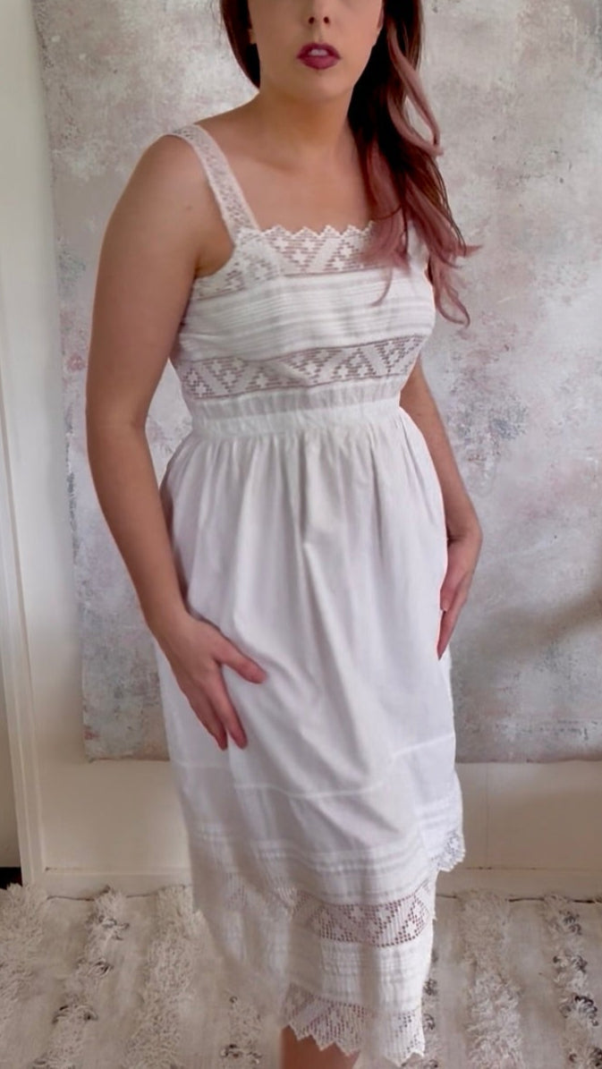 Dress 1910s White French Lace