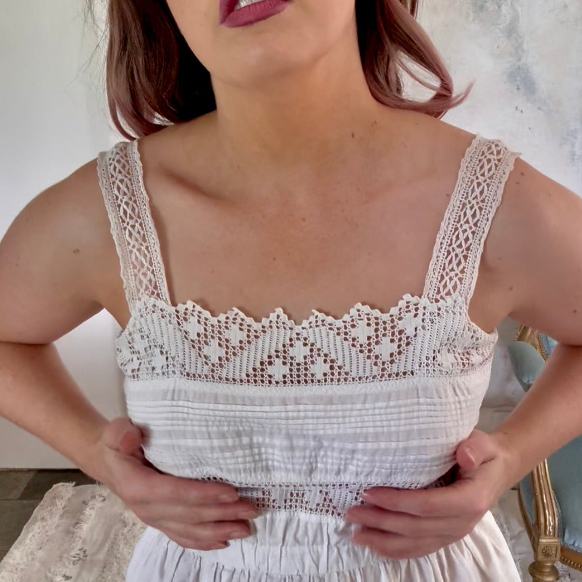 Dress 1910s White French Lace