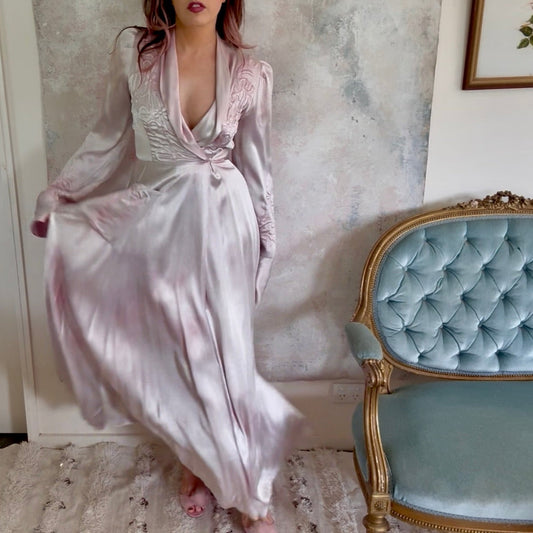 Dress 1940s Silk Trapunto Silk Gown