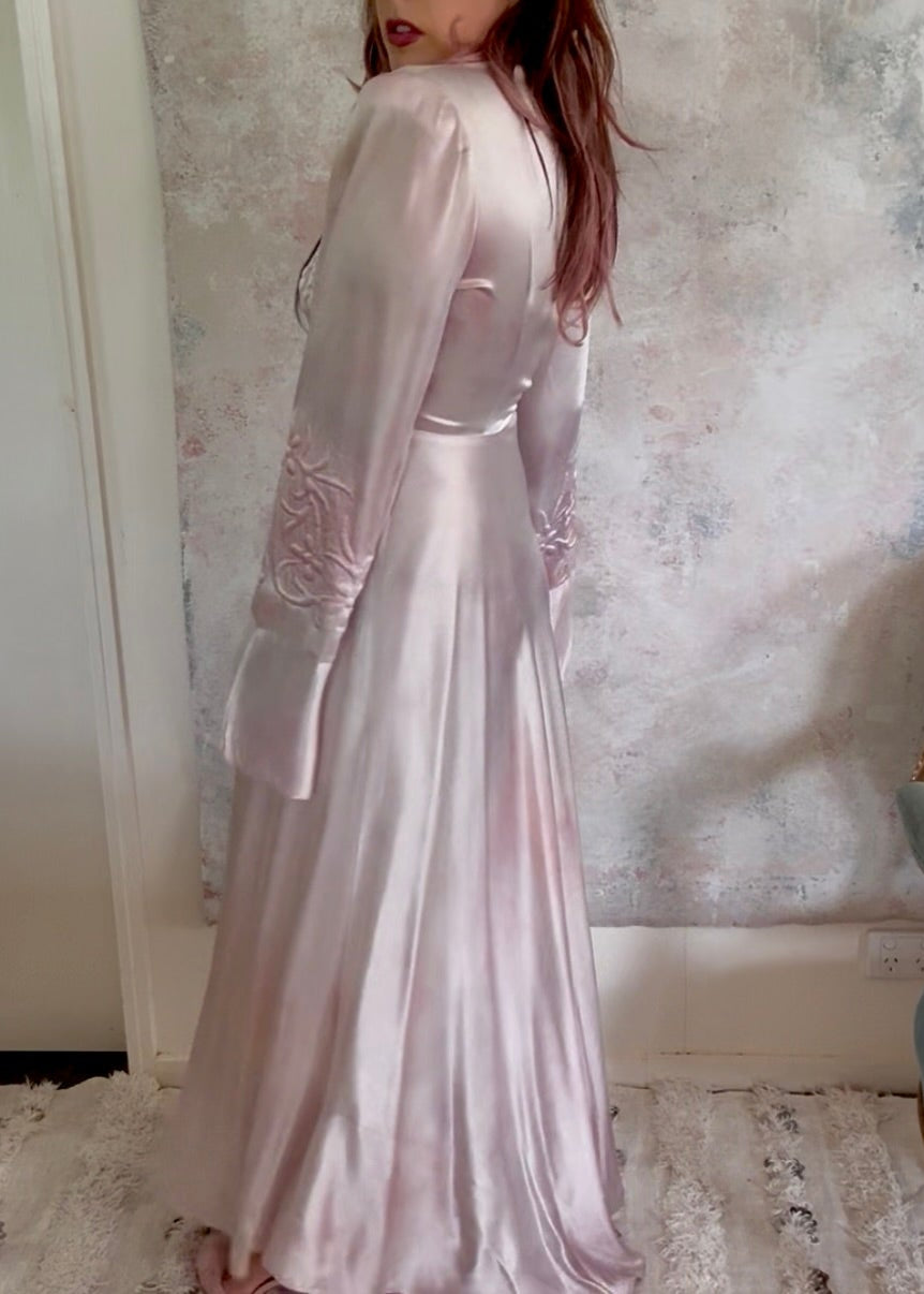 Dress 1940s Silk Trapunto Silk Gown
