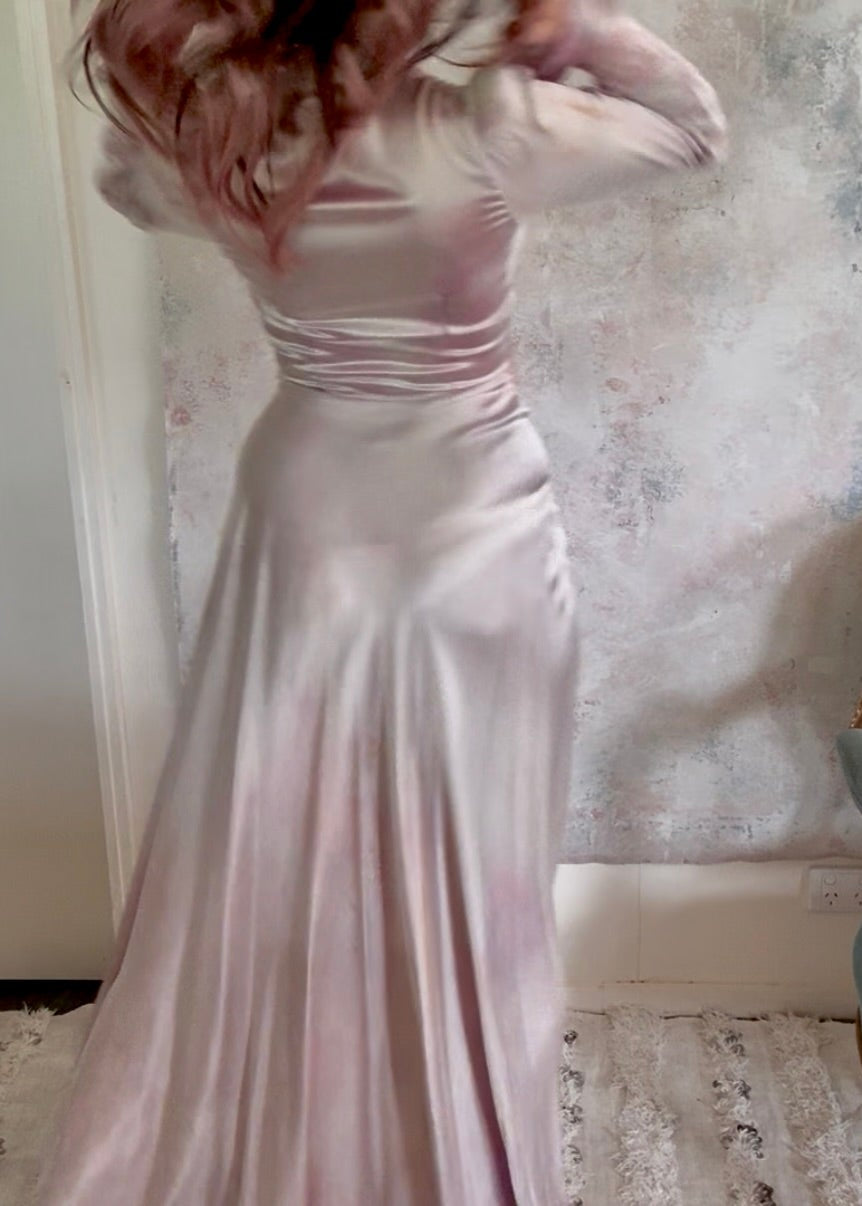 Dress 1940s Silk Trapunto Silk Gown