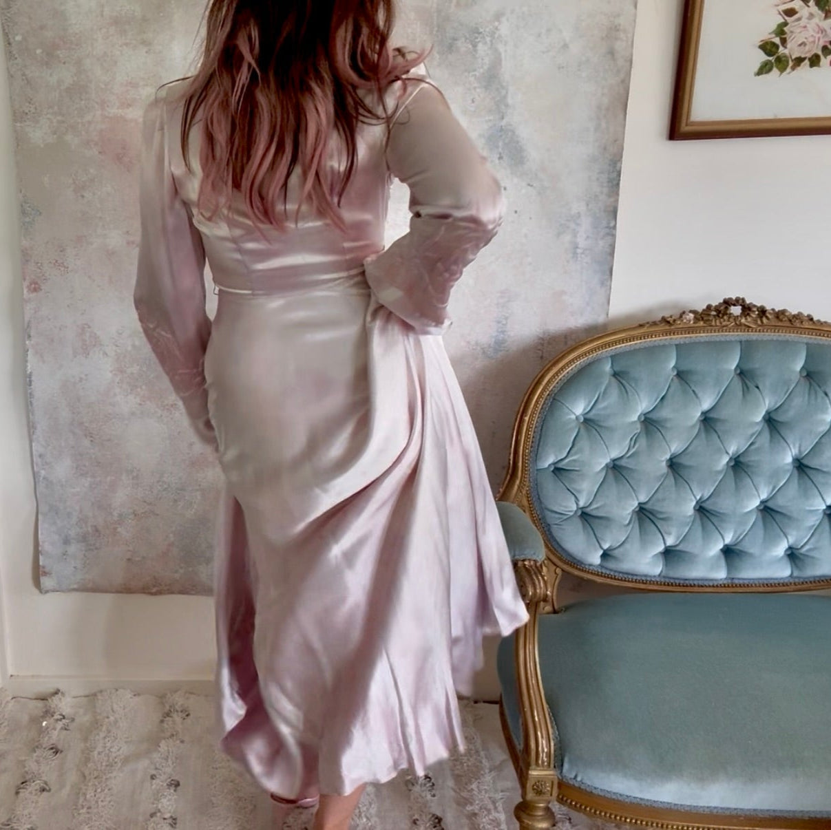 Dress 1940s Silk Trapunto Silk Gown