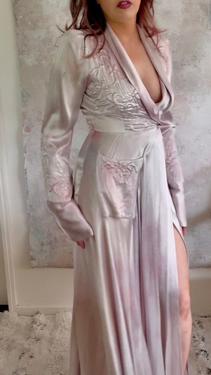 Dress 1940s Silk Trapunto Silk Gown