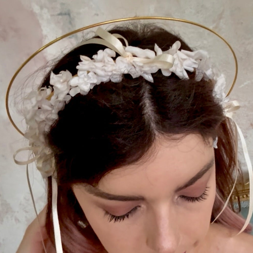 Headpiece Halo Antique Upcycled Bridal Flower