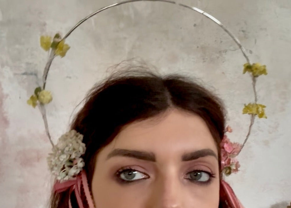 Headpiece Halo Antique Upcycled Spring Flowers