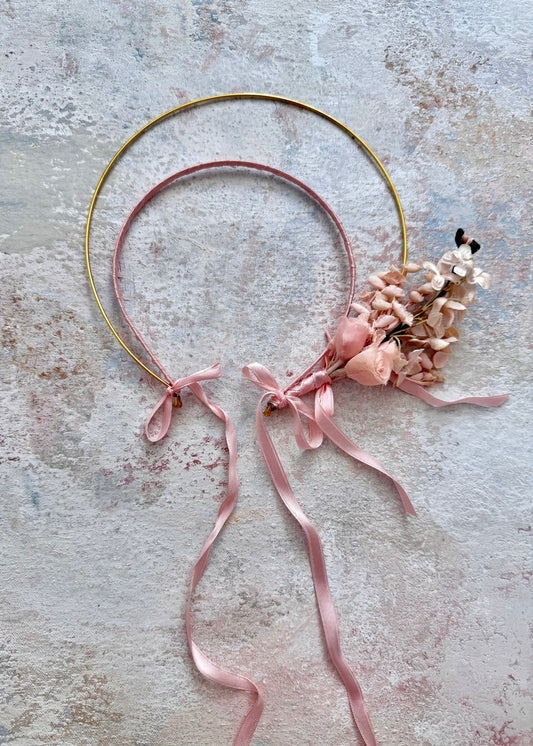 x SOLD x Headpiece Halo Antique Upcycled Pink Flower