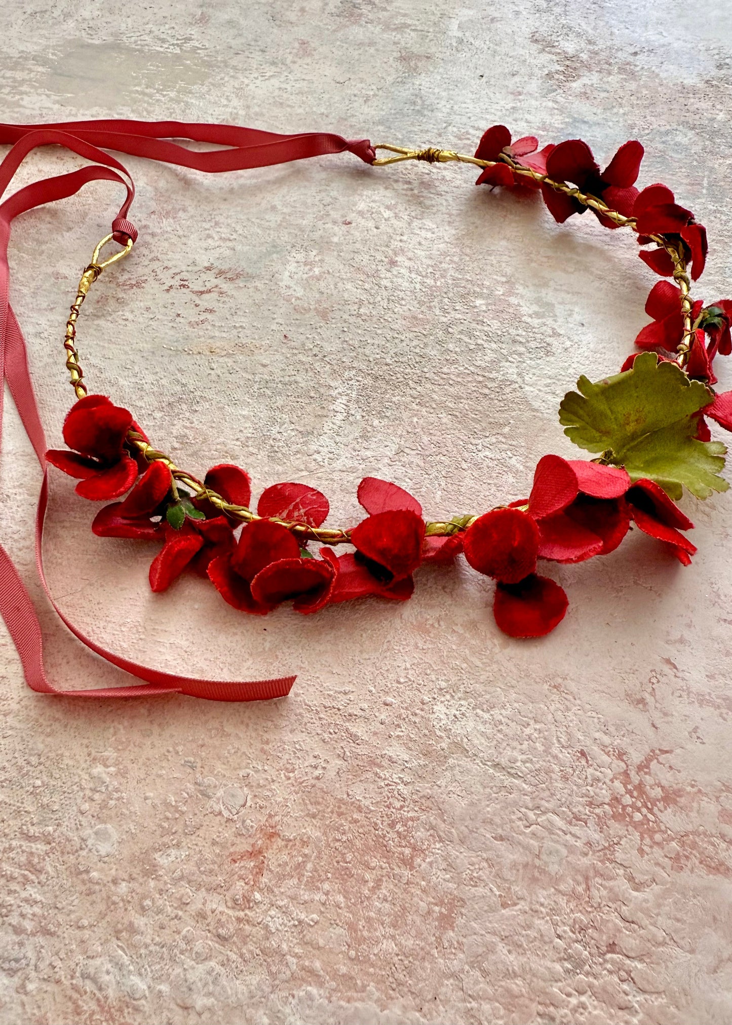Headpiece Antique Upcycled Red Velvet Crown