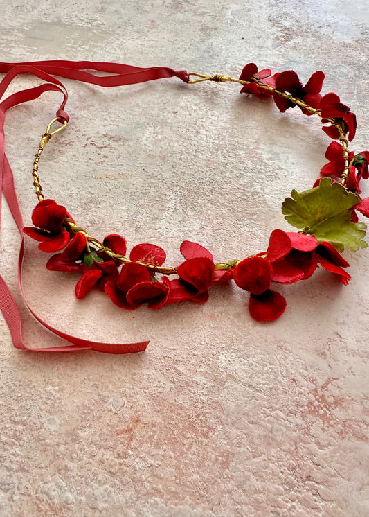 Headpiece Antique Upcycled Red Velvet Crown