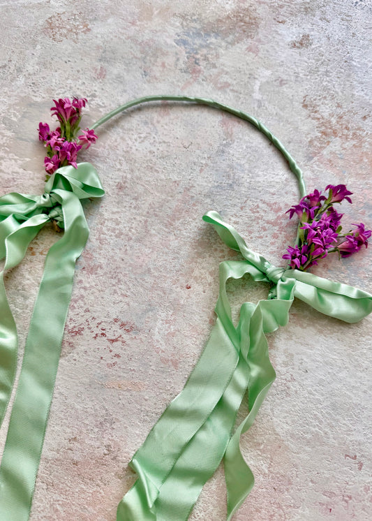 x SOLD x Headpiece Antique Upcycled Green Silk Crown