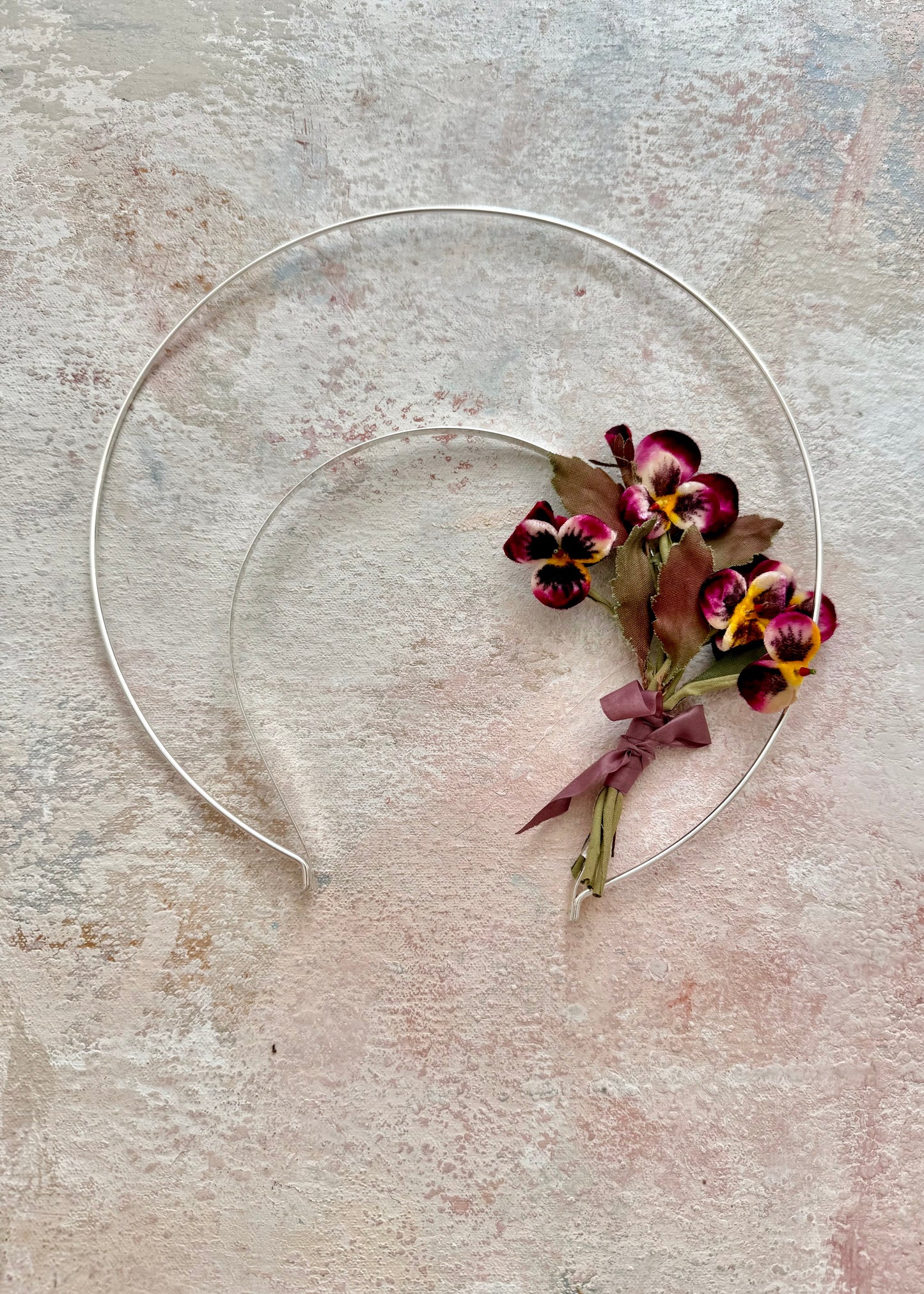 Headpiece Halo Antique Upcycled Velvet Pansy