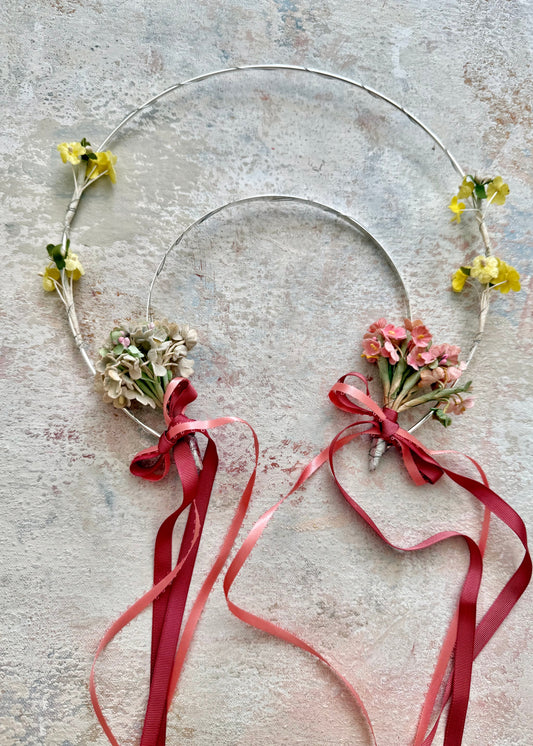 Headpiece Halo Antique Upcycled Spring Flowers