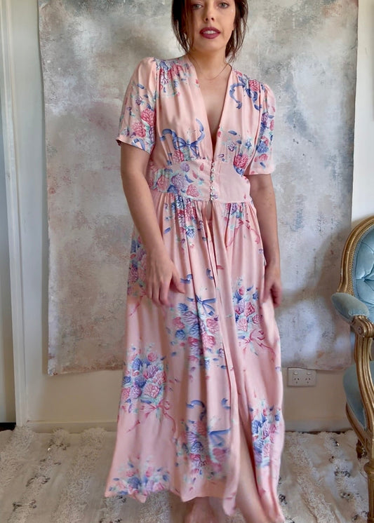 Dress 1940s Floral Print House Gown