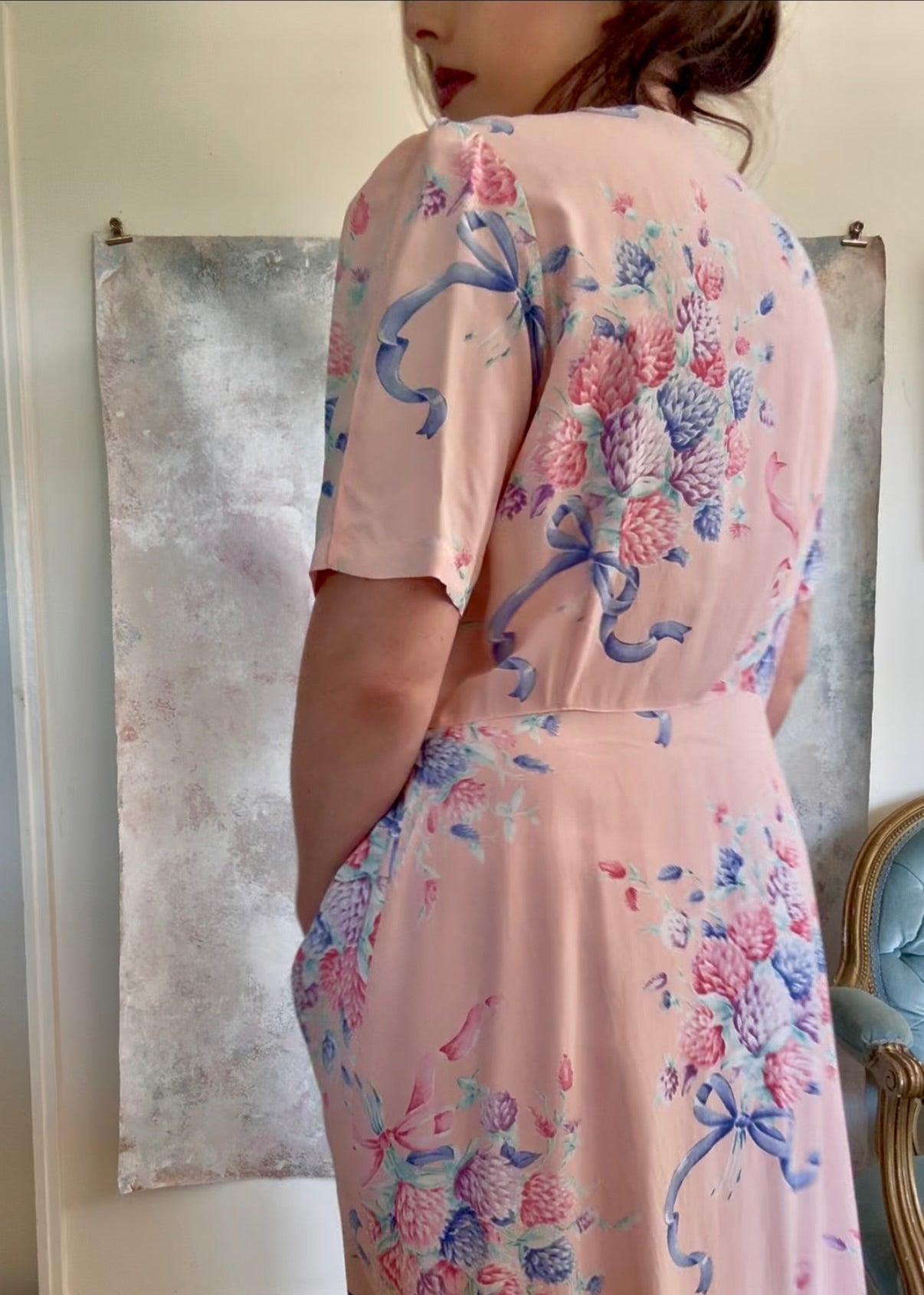 Dress 1940s Floral Print House Gown