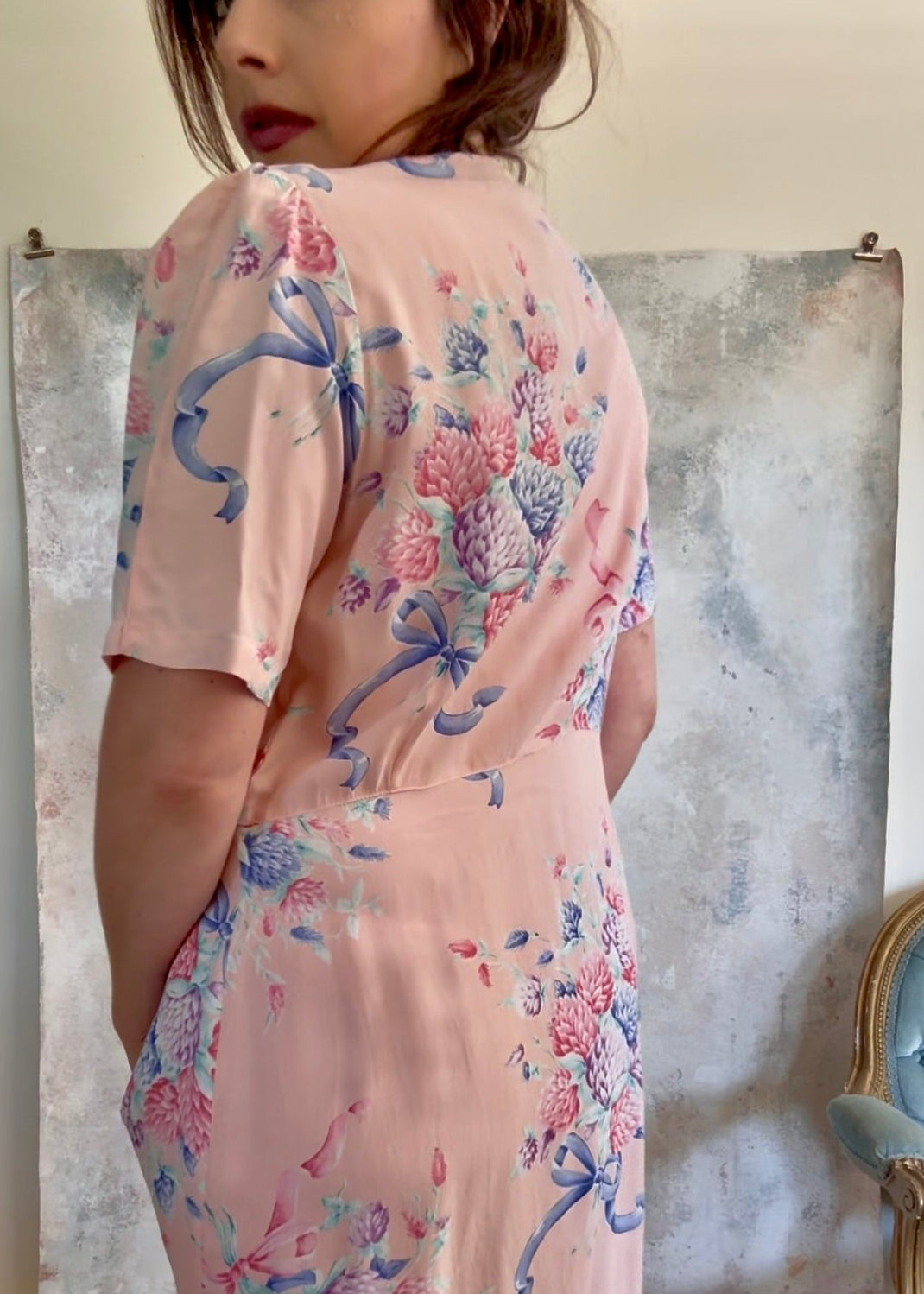 Dress 1940s Floral Print House Gown