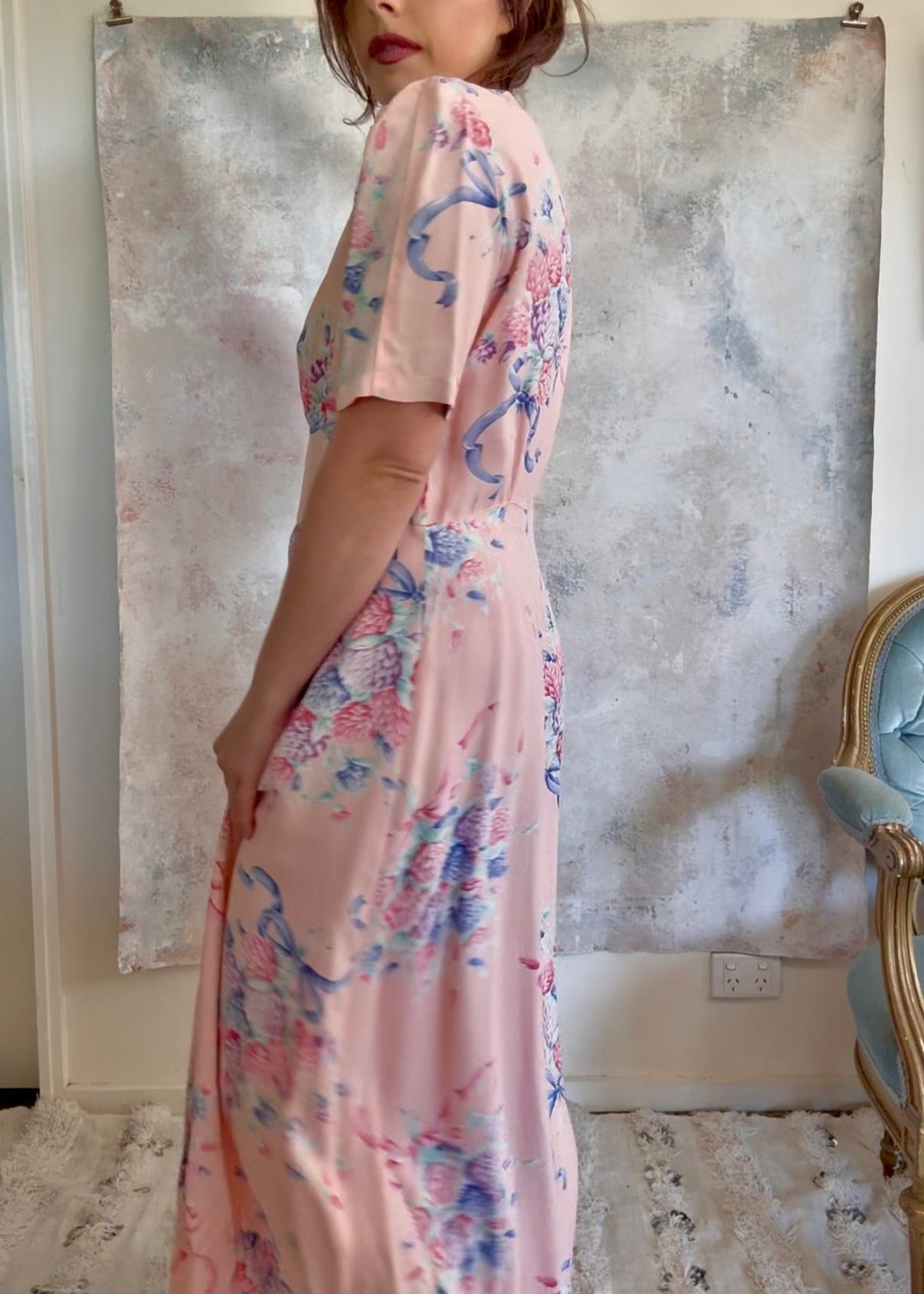 Dress 1940s Floral Print House Gown