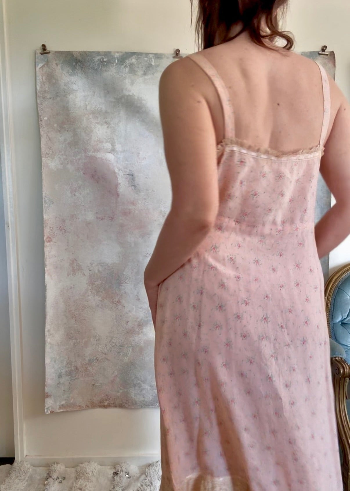 Dress 1920s Floral Cotton Slip