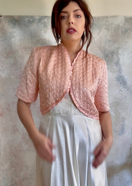 Top Peach Satin Bed Jacket