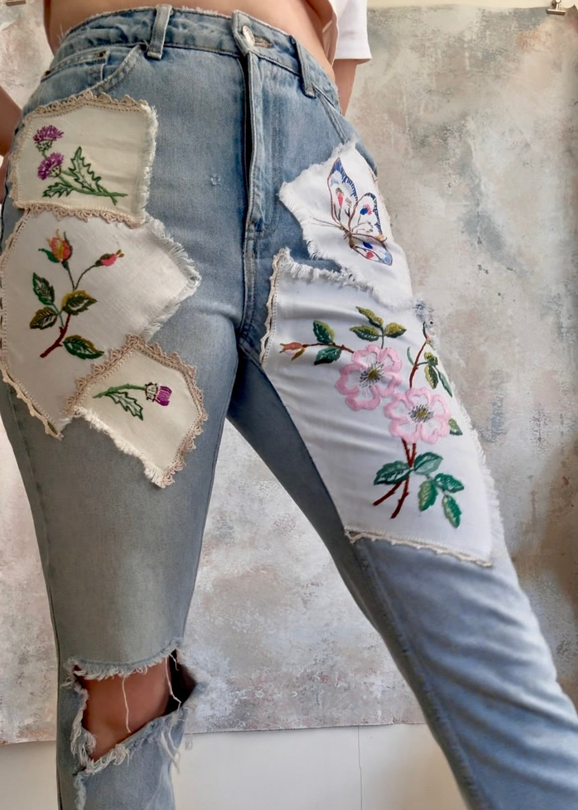 Trouser Upcycled Patchwork Jeans