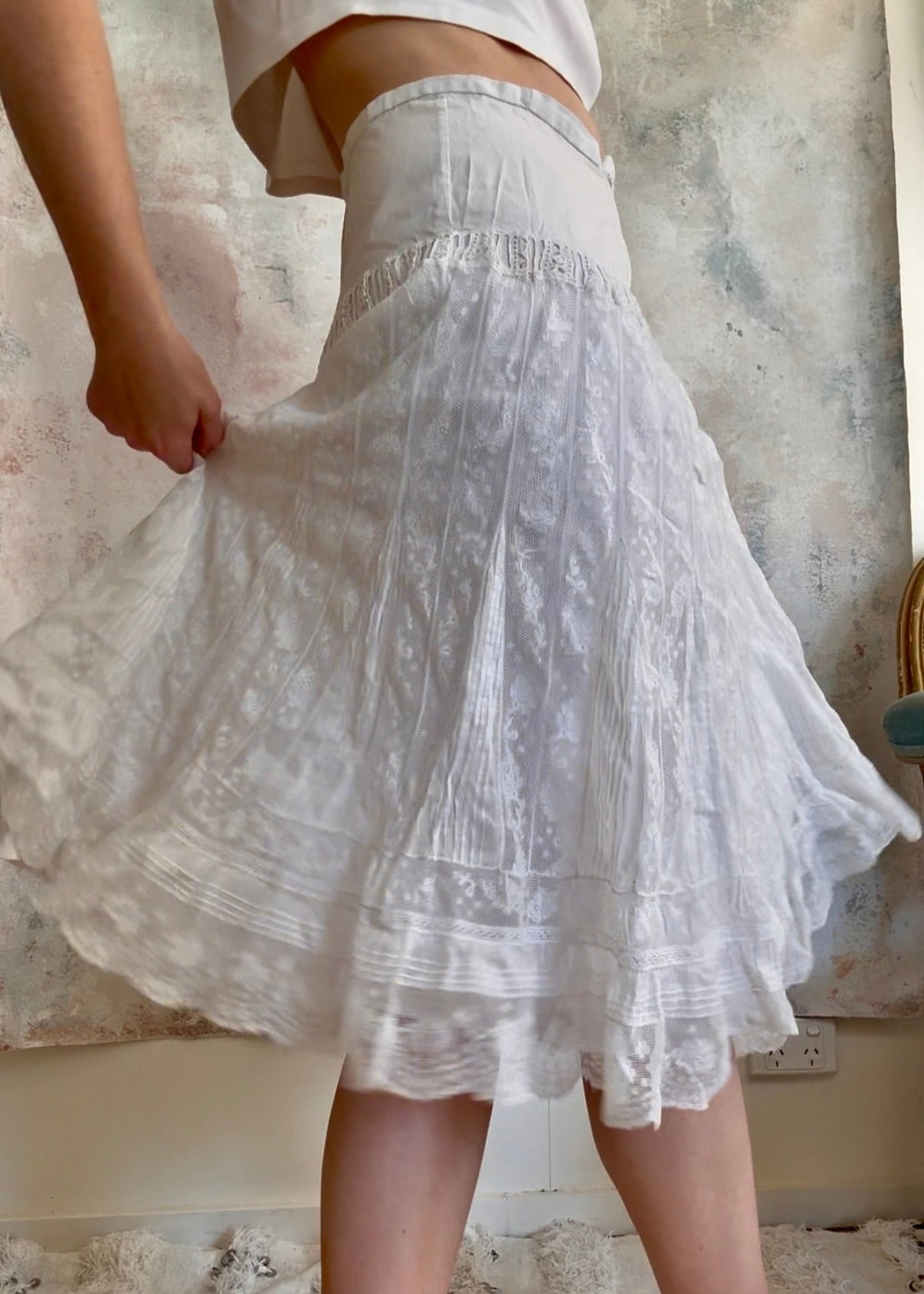Skirt 1910s White French Lace